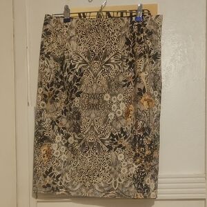 Mango Floral Pencil Skirt in Beige and Black